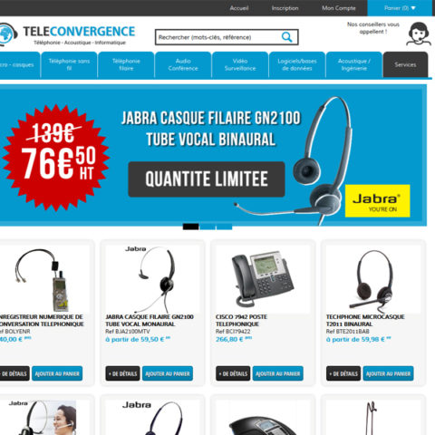 Téléconvergence – Site E-Commerce de téléphonie et informatique synchronisé avec Sage 100